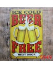 Zimne jak lód darmowe piwo tutaj malarstwo plakat artystyczny antyczne metalowe plakietki emaliowane Bar Pub klub domu dekoracyj