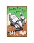TT Isle Of Man Metal plakat Retro wyścigi motocyklowe płytki nazębnej Wall Art malarstwo płyta Pub Bar garażu wystrój domu w sty
