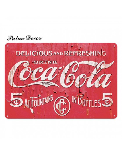 Cola znak blaszany Vintage metalowa plakietka z napisem Metal Vintage Pub retro ściana Decor dla baru Pub Club Man Cave metalowe