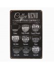 Znaki na metalowej blaszce w stylu vintage Menu kawy herbaty, bezprzewodowy dostęp do internetu Bar piwo sztuki plakaty wystrój 
