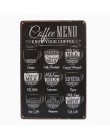 Znaki na metalowej blaszce w stylu vintage Menu kawy herbaty, bezprzewodowy dostęp do internetu Bar piwo sztuki plakaty wystrój 