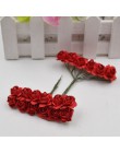 12 sztuk/partia sztuczny kwiat Mini uroczy papier Rose Handmade do dekoracji ślubnych DIY wieniec prezent Scrapbooking rzemiosło