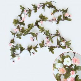 230 cm/91in Silk Rose dekoracje ślubne stroik z bluszczu sztuczne kwiaty Arch wystrój z zielonymi liśćmi wiszące ściany Garland 