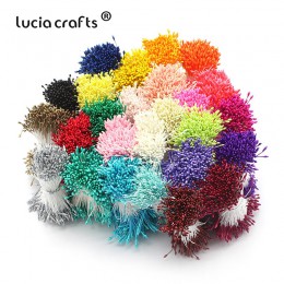 Lucia rzemiosło 900 sztuk/partia losowe mieszane podwójne głowice DIY sztuczny Mini perła kwiat pręcik słupek 1mm kwiatowy pręci