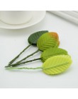 30 sztuk Mini Nylon jedwabiu w kształcie liści w kształcie liści sztuczny kwiat do dekoracji ślubnych DIY wieniec prezent Scrapb