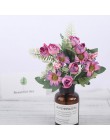 Róża sztuczne jedwabne kwiaty wysokiej jakości bukiet 12 głowice fałszywe kwiaty Daisy Bud dekoracje na ślub domu w piance