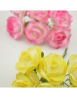 6 sztuk tanie papier Rose sztuczne kwiaty scrapbooking na ślub dekoracja samochodu rękodzieło DIY pudełko na prezent wieniec mat
