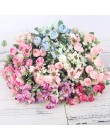 Róża sztuczne jedwabne kwiaty wysokiej jakości bukiet 12 głowice fałszywe kwiaty Daisy Bud dekoracje na ślub domu w piance