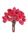 40 sztuk dekoracyjne Mini boże narodzenie matowe sztuczne jagody żywe czerwone Holly Berry Holly jagody domu Garland nowy piękny