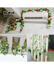 2.4 m jedwabiu sztuczne róże kwiaty Rattan ciąg winorośli z zielonymi liśćmi dla Wedding Garden Decoration Home wiszące Garland 