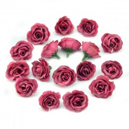 10 sztuk 2.5cm Mini jedwabna sztuczna róża kwiaty tkaniny na wesele strona główna dekoracja pokoju DIY akcesoria sukienka fałszy