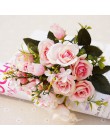 13 głowice jedwabne róże bukiet panny młodej ślub dekoracje świąteczne dla domu wazon, w których utrzymuje się zwierzęta ozdobne