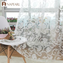 NAPEARL europejski styl żakardowe wzór sheer panel zasłona tiulowa do salonu balkon organza tkaniny europejski styl okna