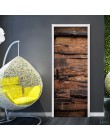2 sztuk/zestaw pcv samoprzylepne 3D wymienny drzwi naklejki Retro wzór drewna tapety salon drzwi naklejki dekoracyjne DIY naklej