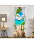 Balkon widok na morze 3D drzwi naklejki obraz ścienny salon drzwi do sypialni naklejki na tapetę samoprzylepne wodoodporne wystr