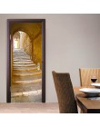 Retro krajobraz drzwi Mural tunelu podłogi krok 3D drzwi naklejki DIY samoprzylepne tapeta wodoodporna Poste do dekoracji wnętrz