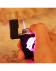 Kolorowe LED kompaktowy zapalniczka na butan latarka Turbo lżejsze akcesoria do papierosów gazu 1300 C wiatroszczelna zapalniczk