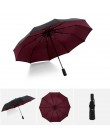 W pełni automatyczny Oversize wzmocnione parasol trzy składane mężczyzna kobieta parasol deszcz kobiety wiatroszczelna biznesu p