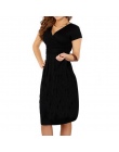 Moda ciążowa odzież serek krótki rękaw bawełna ciąży dress lato elastyczny pas suknie m09