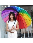 NELLO parasol tęczowy deszcz kobiety marka 24K wiatroszczelna długim uchwytem parasole, mocna rama, wodoodporny moda kolorowe Pa