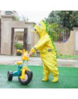 2-9 lat dzieci modne wodoodporny kombinezon płaszcz przeciwdeszczowy z kapturem Cartoon dinozaur dla dzieci jednoczęściowy płasz