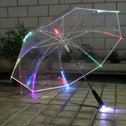 Światło LED przezroczysty parasol dla środowiska prezent świecące świecące parasole Party aktywność rekwizyty długi uchwyt paras