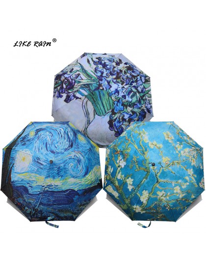 , Takich jak deszcz marki składany parasol kobiet wiatroszczelna Paraguas Van Gogh obraz olejny parasol deszcz kobiety jakości p