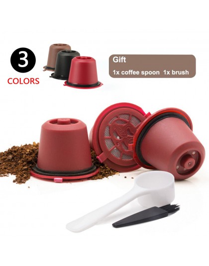 3 sztuk/paczka kapsułka kawy Nespresso wielokrotnego użytku wielokrotnego użytku cafe z 1PC łyżka z tworzywa sztucznego filtr Po