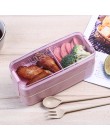 750ml zdrowy materiał 2 warstwy pojemnik na Lunch pszenica słoma Bento pudełka kuchenka mikrofalowa obiad pojemnik do przechowyw