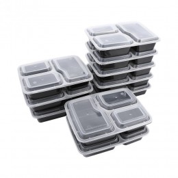 10 sztuk z tworzywa sztucznego wielokrotnego użytku pojemnik bento posiłek przechowywanie żywności Prep pudełko na lunch 3 pojem