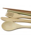 7-sztuka drewniana sztućce sztućce zestaw bambusa słomy zestaw obiadowy z płócienna torba noże widelec łyżka pałeczki podróży hu