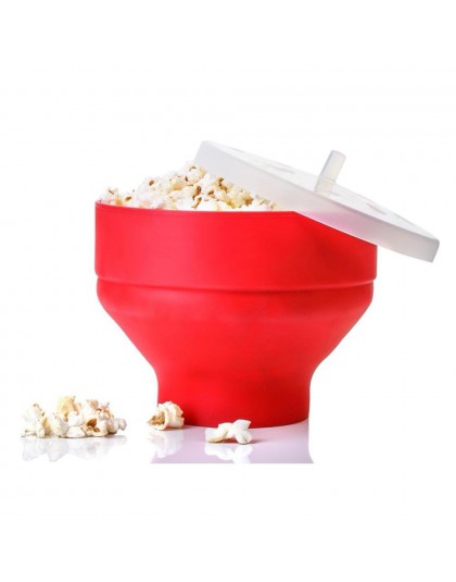 2018 nowy Popcorn kuchenka mikrofalowa silikonowy składany czerwony wysokiej jakości kuchnia łatwe narzędzia DIY wiadro popcornu