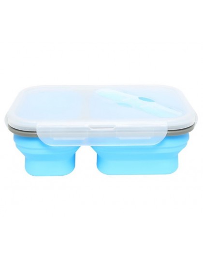 2 ogniwa silikonowe składane przenośne pudełko na lunch 900ml kuchenka mikrofalowa miska składany do przechowywania żywności poj