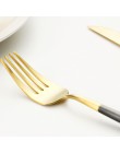 Czarny zestaw złotych sztućców ze stali nierdzewnej kuchnia deser obiad widelec łyżka nóż zestaw obiadowy zestaw stołowy prezent