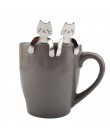 Nowy 2 sztuk ze stali nierdzewnej zestaw do parzenia kawy i łyżeczka do herbaty Mini Cat długa rączka kreatywny łyżka narzędzia 