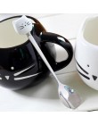 Łyżki ze stali nierdzewnej z czarny biały ceramiczny kot uchwyt łyżka do mieszania lody cukier herbata deser zupa kawy łyżka A10