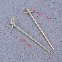 100 szt. Jednorazowe bambusowe szpikulce z węzełkiem do koktajli ze skręconymi końcami na imprezowa, koktajlowa przekąski z gril