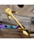 4 sztuk ze stali nierdzewnej Mini Cartoon koty łyżki do kawy i herbaty deser napój mieszanie Milkshake łyżka zestaw stołowy dost