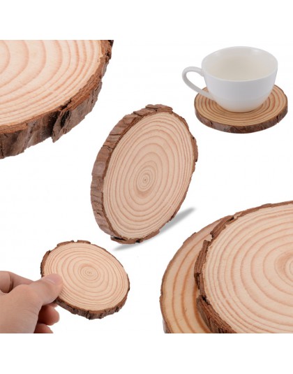 Drewniany kawałek puchar Mat naturalne okrągłe Coaster herbaty kawy kubek uchwyt na napoje dla DIY rzemiosło wesele dekoracji