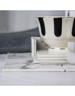 Kreatywny PU skóra marmur Coaster napój filiżanka kawy Mat herbata Pad podkładki na stół obiadowy stół czarny biały Chic dekorac