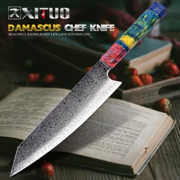 XITUO szefa kuchni Nakiri nóż 67 warstw japoński damaszek Steel nóż szefa kuchni ze stali damasceńskiej 8 Cal damaszek nóż kuche