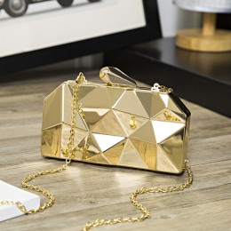 MAGICYZ złoty akryl Box geometria sprzęgła wieczór torba eleganckie łańcuch kobiety torebka dla Party torba na ramię do ślubu/ra