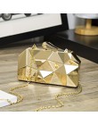 MAGICYZ złoty akryl Box geometria sprzęgła wieczór torba eleganckie łańcuch kobiety torebka dla Party torba na ramię do ślubu/ra