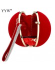 YYW unikalne aksamitna żelazko na pani torebka czerwony kopertówka na ramię kuliste torebki wieczorowe małe torebka na ramię łań