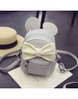 2018 nowy Mickey plecak Pu skóra kobiet Mini torba damska plecak słodkie łuk nastolatek plecaki torba szkolna Lady na ramię torb