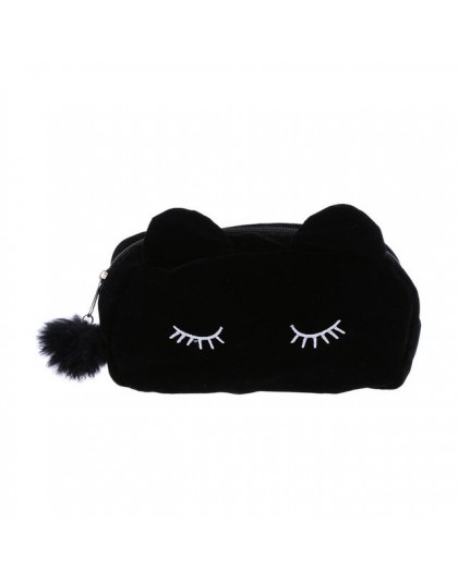 PURDORED 1 pc przenośny kot kreskówka kosmetyczne torba portmonetka podróży makijaż torba etui z futro piłka neceser Dropshippin