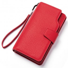 Portfel damski portfel ze skóry PU rozrywka torebka czerwony styl 3 krotnie najwyższej jakości kobiety portfele duży portmonetka