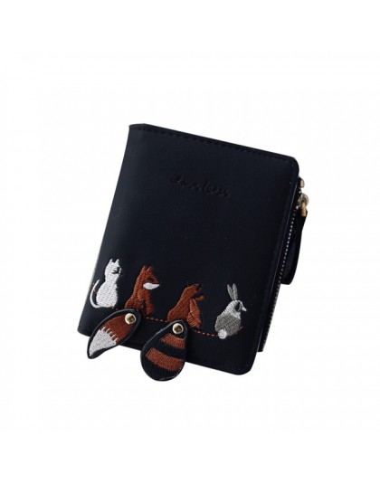 Wysokiej jakości damskie portfel piękny Cartoon Animals krótki skórzany kobiet mała portmonetka portfel na zamek błyskawiczny po