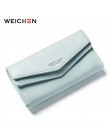 WEICHEN nowy geometryczne koperty sprzęgła portfel dla kobiet kobiet skórzana torebka posiadaczy kart monety etui na telefon dłu