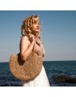 REREKAXI ręcznie tkane okrągłe kobiety torba na ramię torebka czeski lato słoma plaża torba na zakupy podróży kobiet dużego cięż